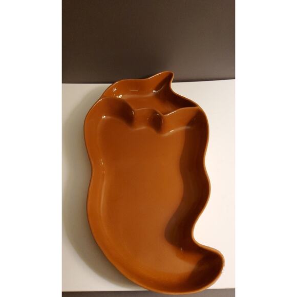 Red Clay Ceramic Pepper Chip and Dip Tray - Picture 2 of 3